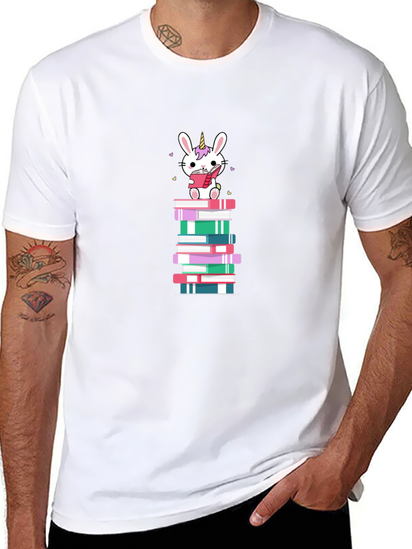 Unicorn Bunny Reading Book T-Shirt