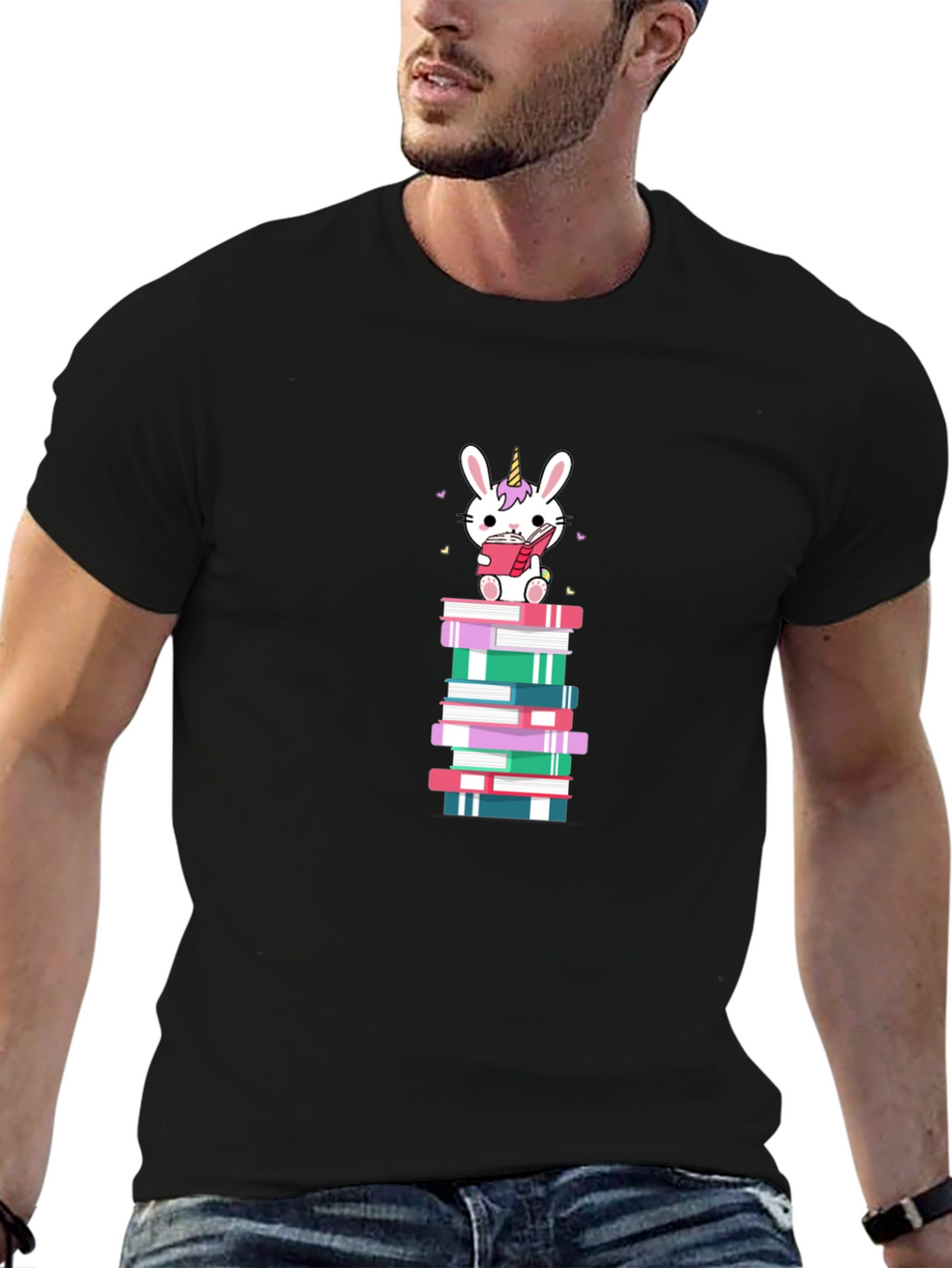 Unicorn Bunny Reading Book T-Shirt