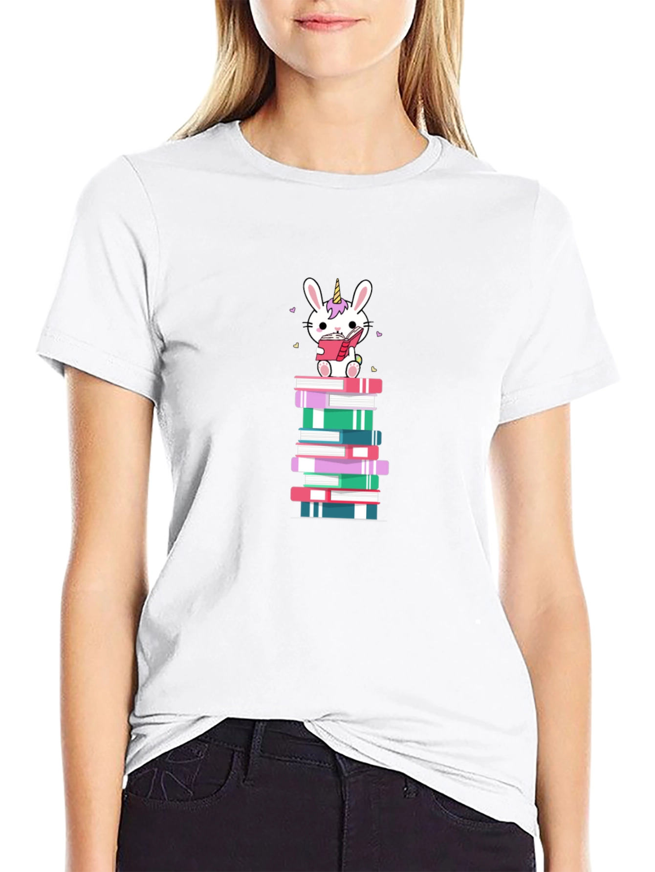 Unicorn Bunny Reading Book T-Shirt