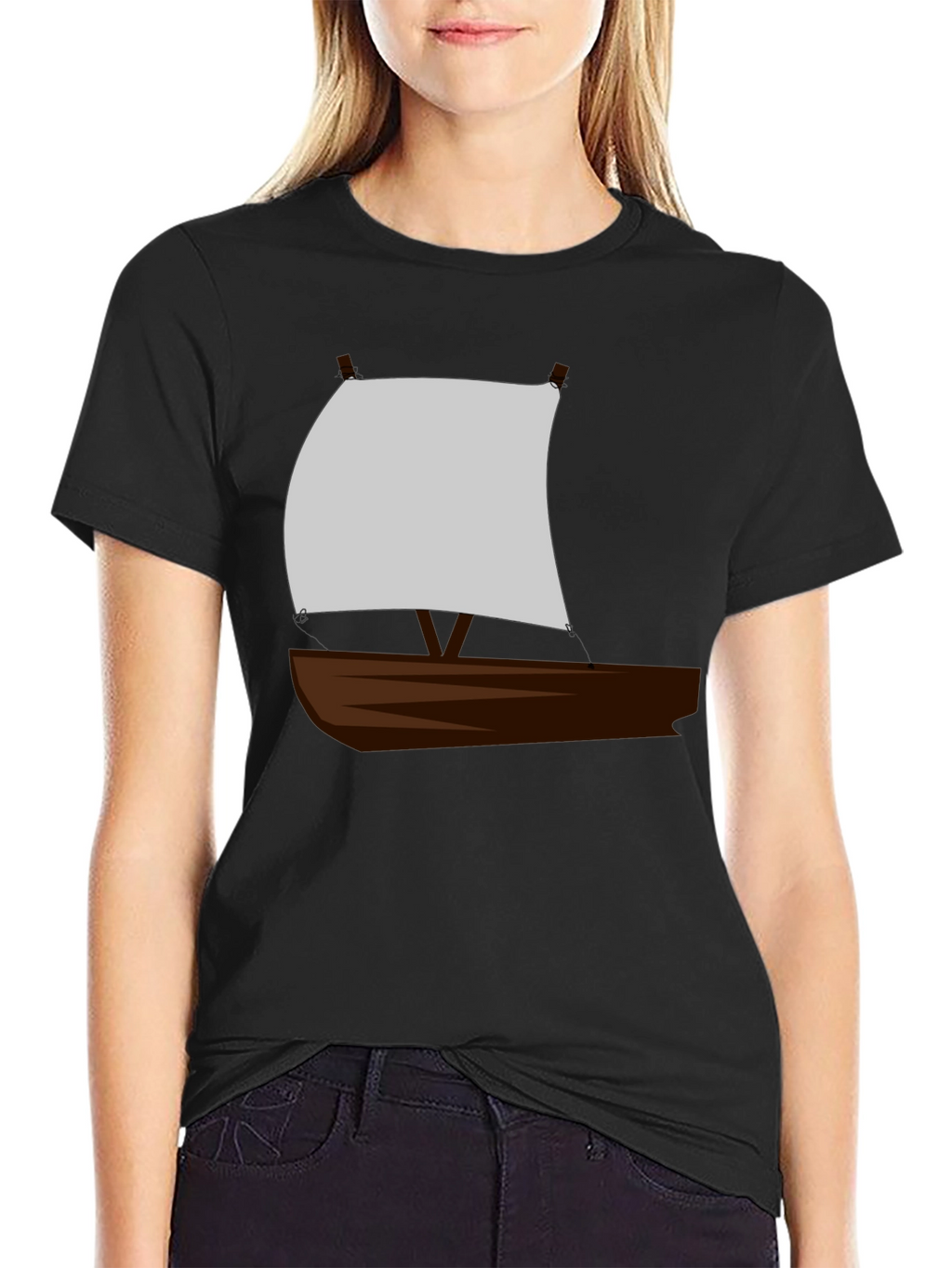 Sailboat Graphic T-Shirt - Black Crew Neck Tee