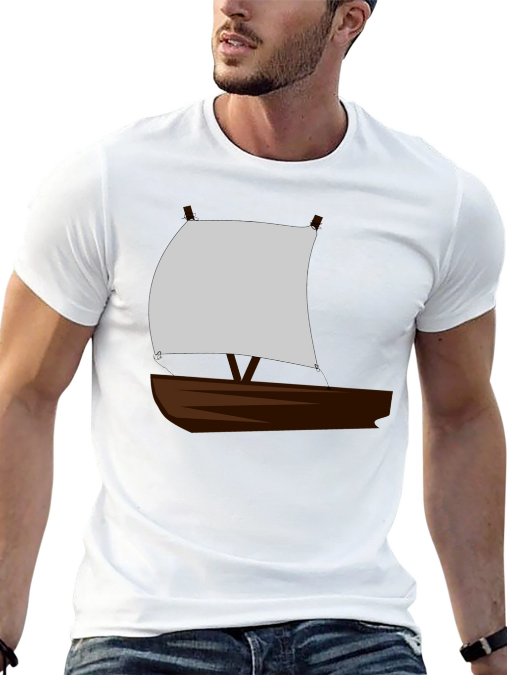 Sailboat Graphic T-Shirt - Black Crew Neck Tee