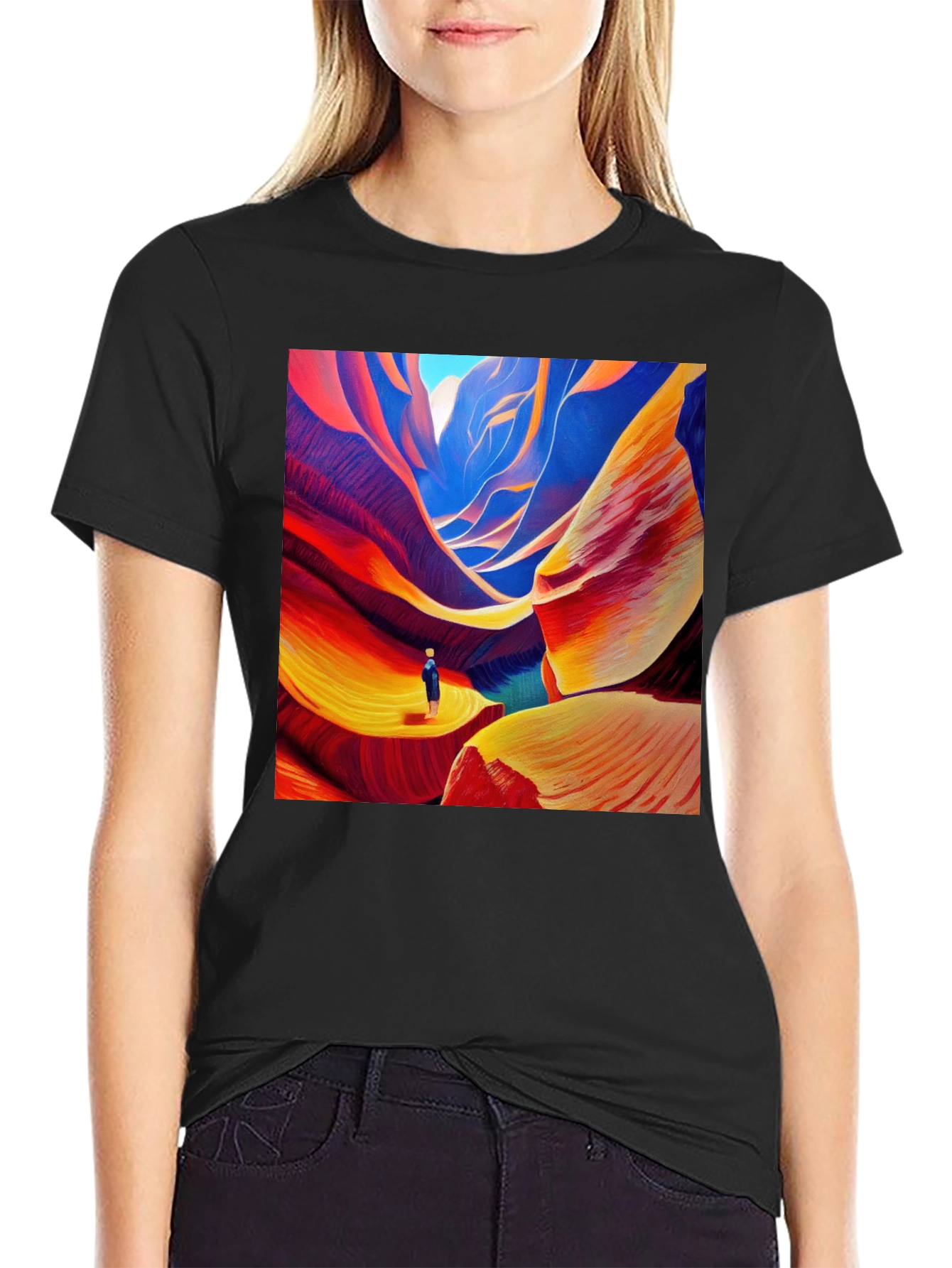 Colorful Canyon Art Print Black T-Shirt