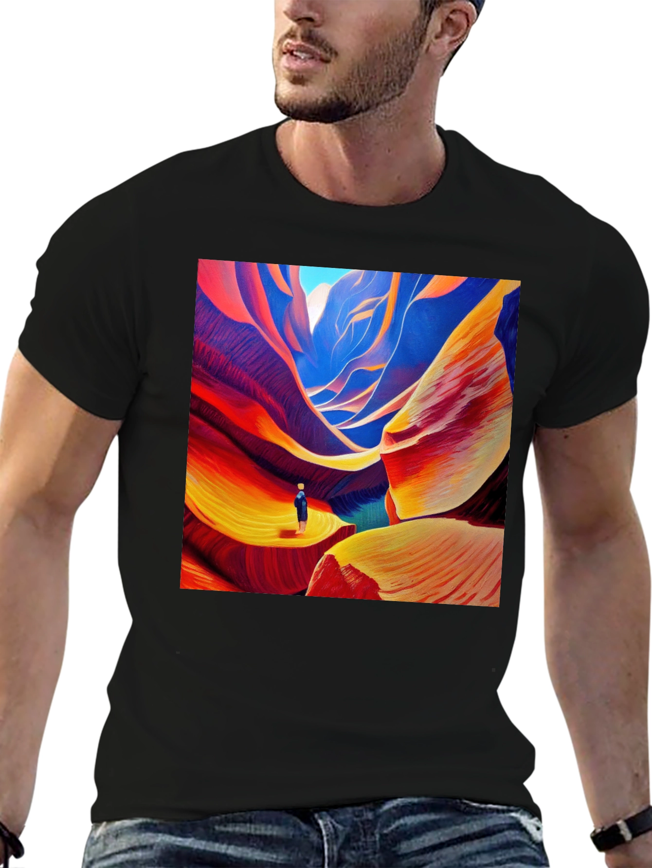 Colorful Canyon Art Print Black T-Shirt