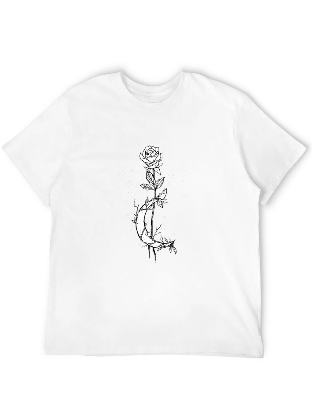 Rose Moon Graphic Tee - Black Cotton Casual Shirt