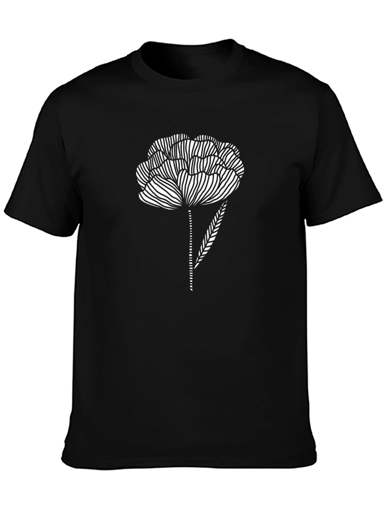 Black T-Shirt with Abstract Flower Design