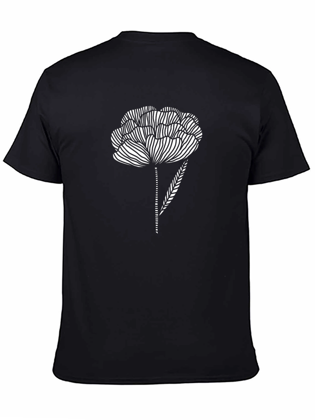 Black T-Shirt with Abstract Flower Design