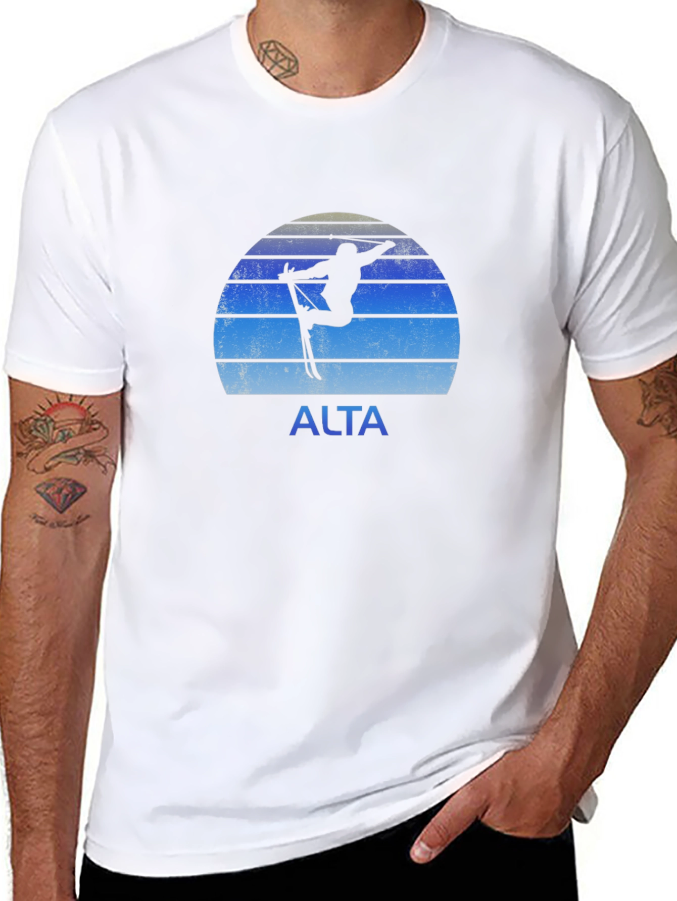 Alta Skiing T-Shirt Black Retro Graphic Tee