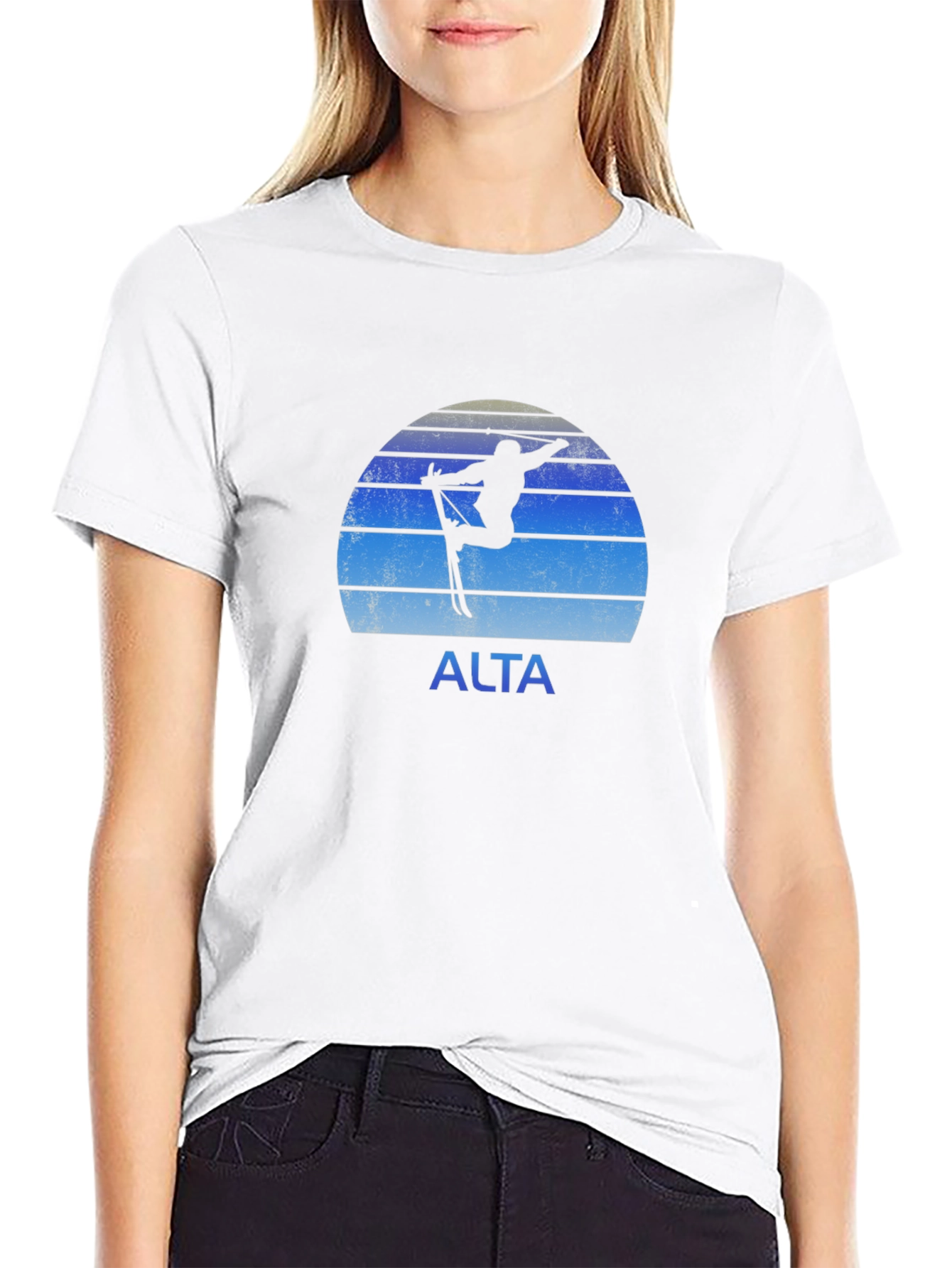 Alta Skiing T-Shirt Black Retro Graphic Tee