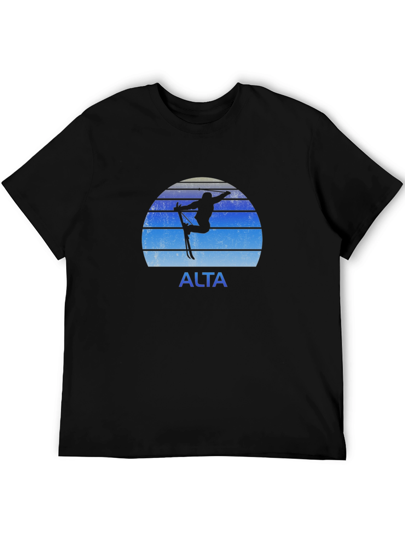 Alta Skiing T-Shirt Black Retro Graphic Tee