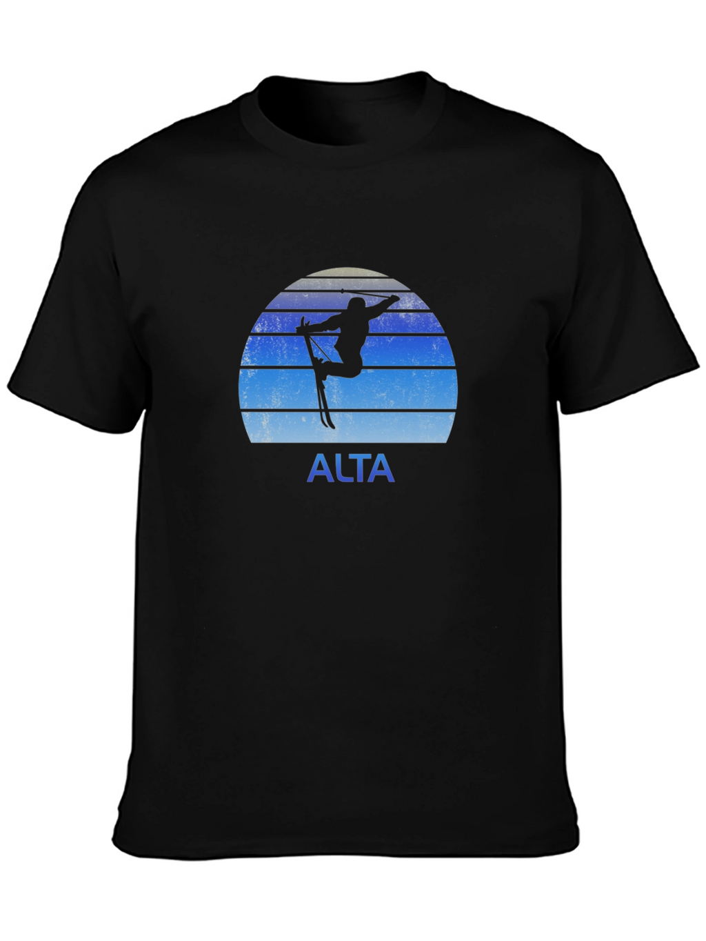 Alta Skiing T-Shirt Black Retro Graphic Tee