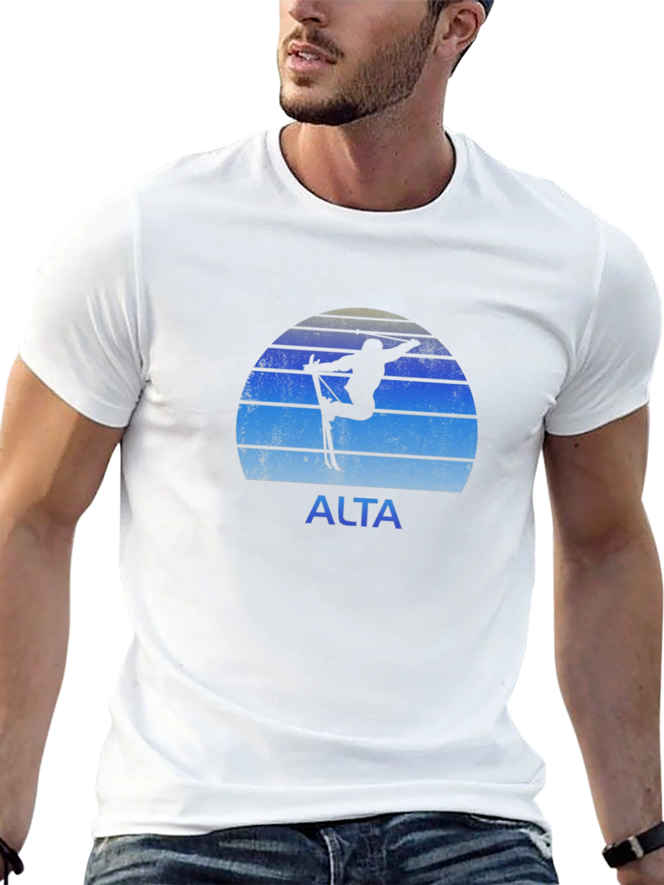 Alta Skiing T-Shirt Black Retro Graphic Tee