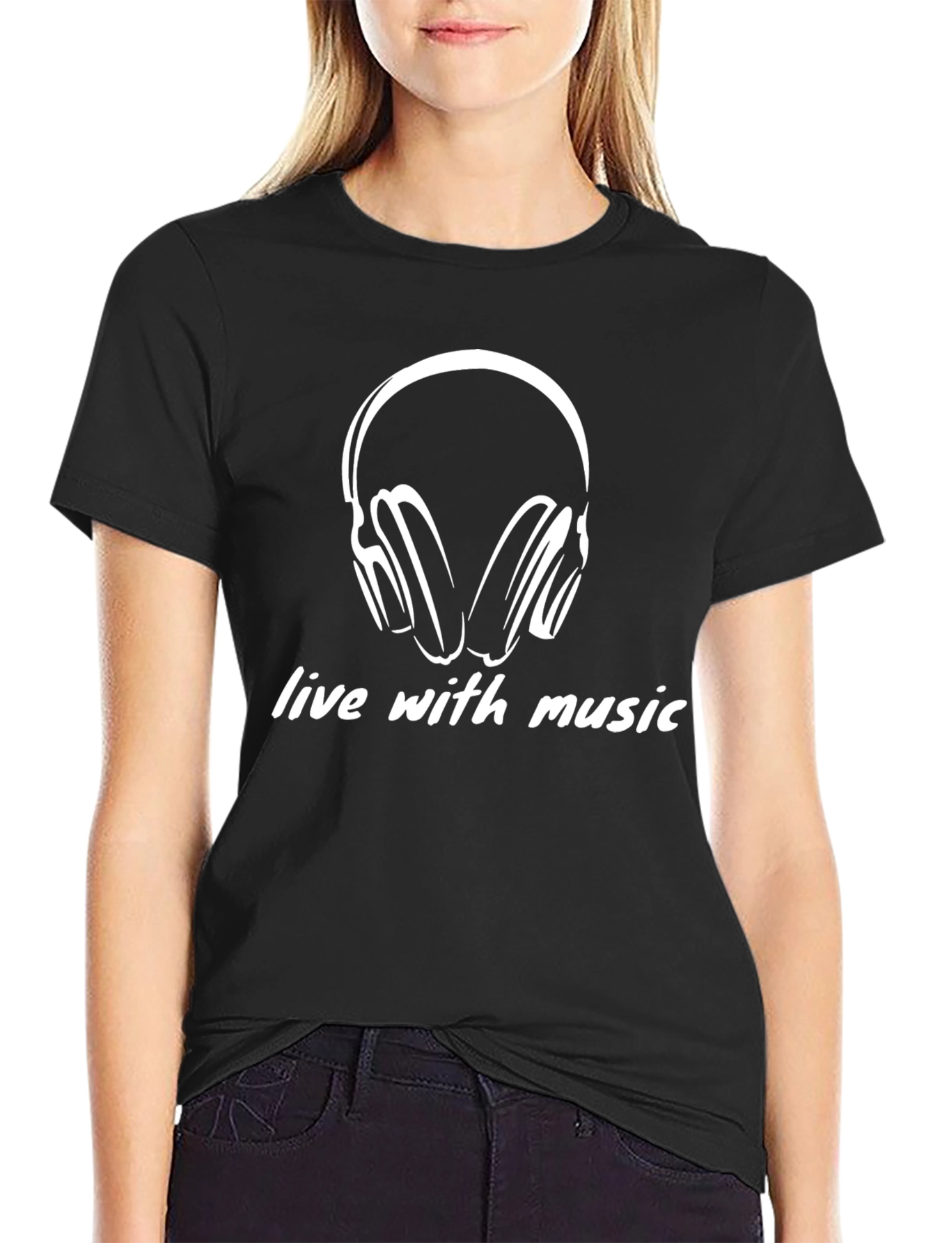 Live with Music Black Graphic Tee