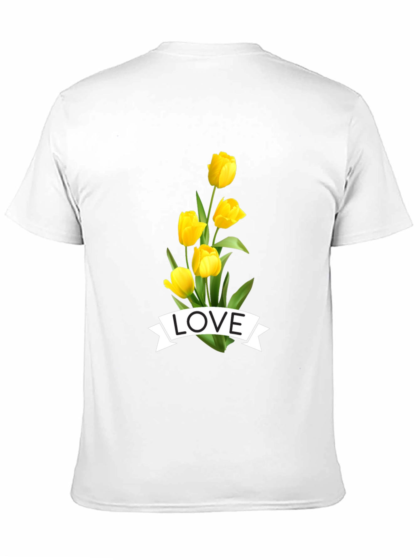Love Tulips Graphic Tee - Black Cotton T-Shirt