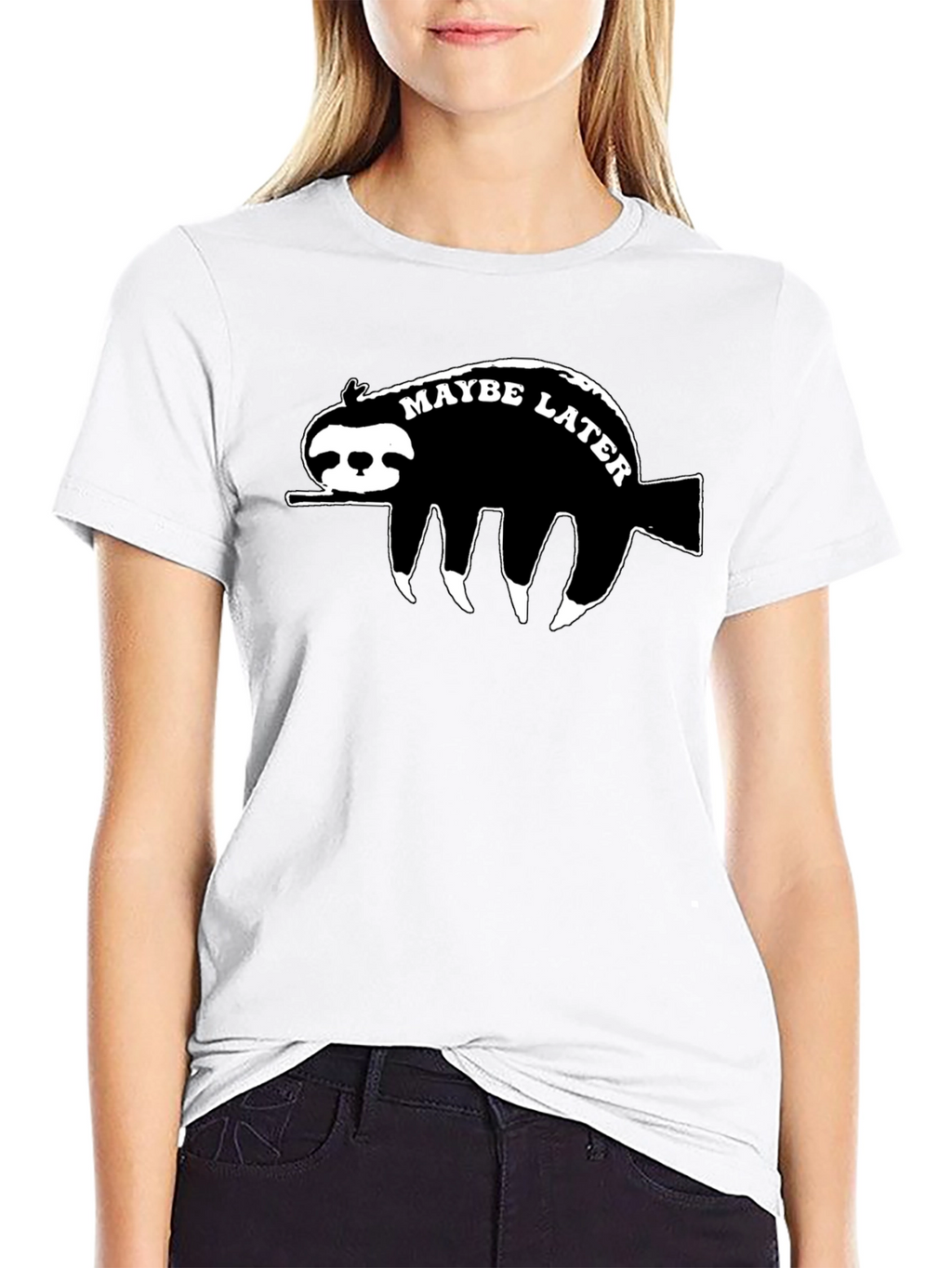 Maybe Later Sloth Graphic T-Shirt - Relaxed Style