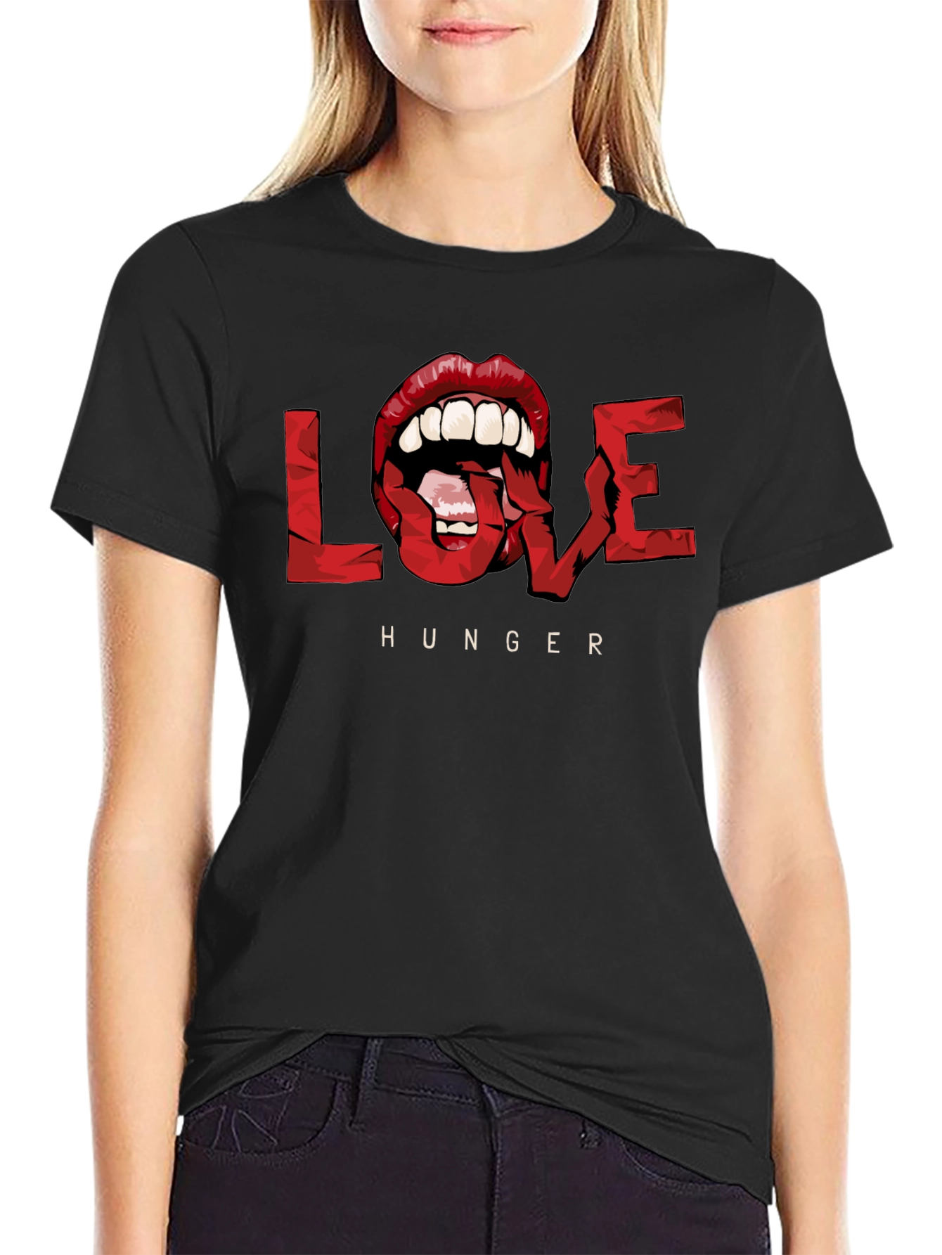 Love Hunger Graphic Tee - Bold Lip Design