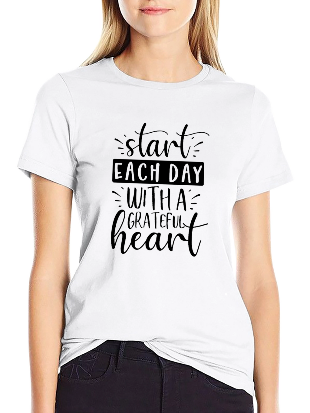 Grateful Heart Black Graphic T-Shirt