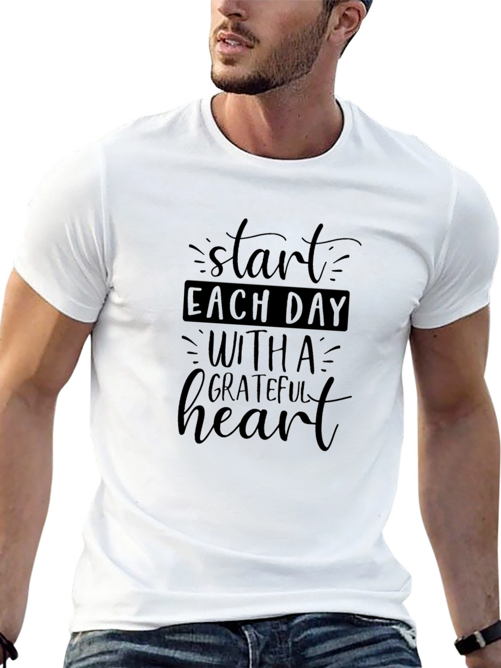 Grateful Heart Black Graphic T-Shirt