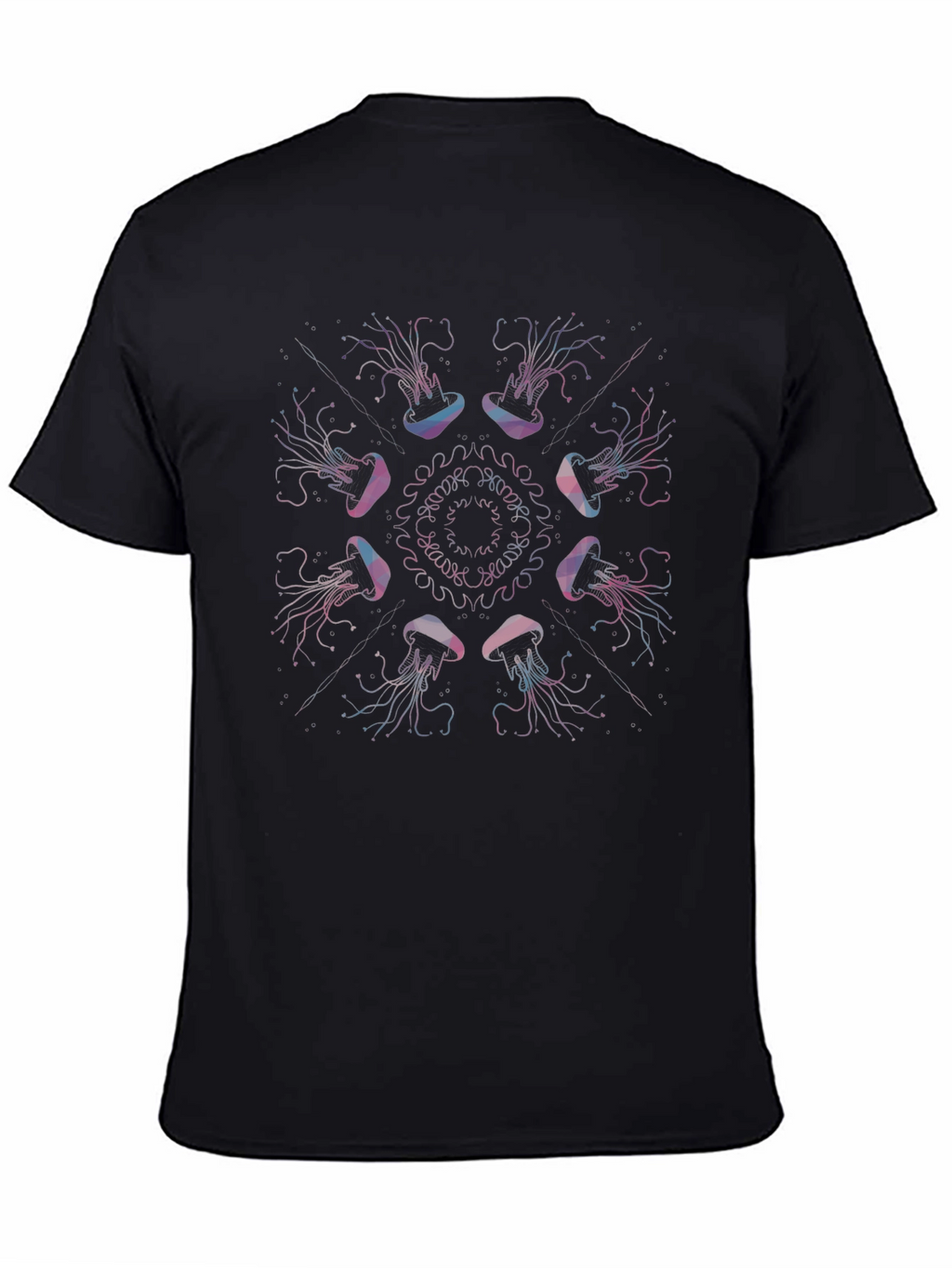 Jellyfish Mandala Graphic Print Black Tee