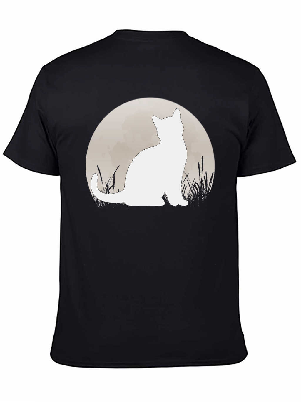 Moon Cat Graphic Tee - Black Casual Shirt
