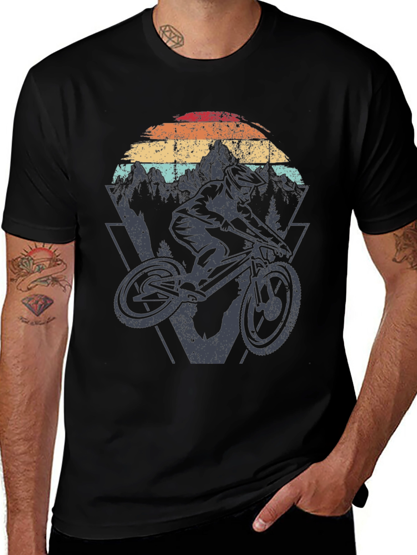Mountain Biker Graphic Tee - Vintage Style