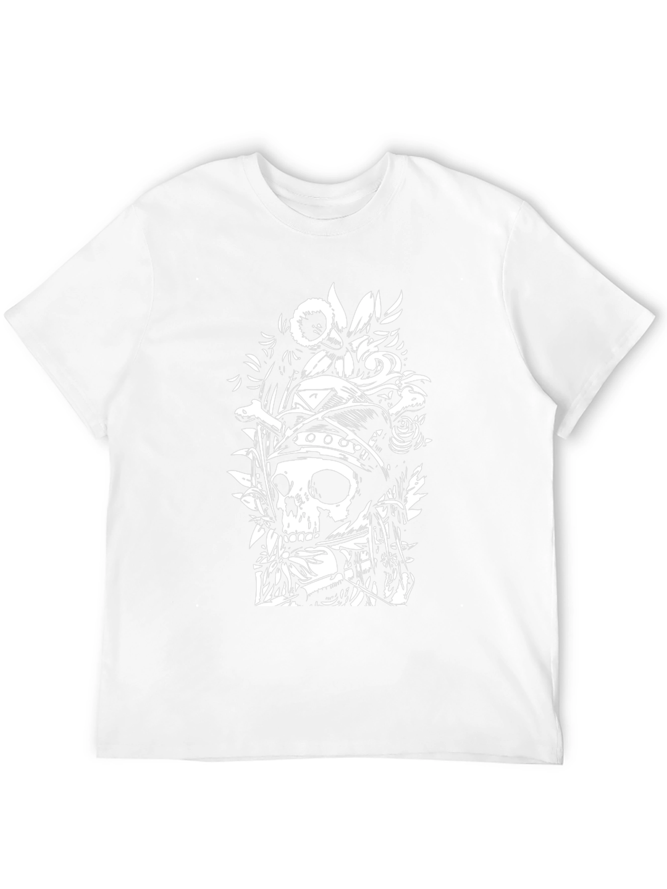 Skull & Floral Graphic Black T-Shirt