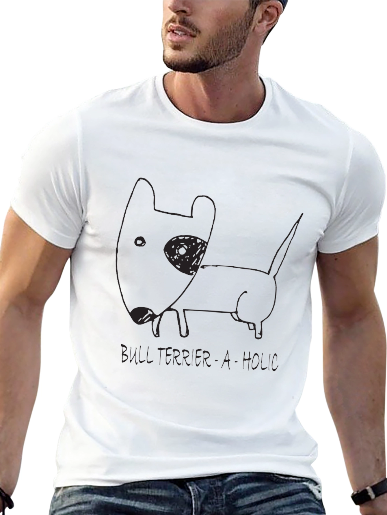 Bull Terrier-A-Holic Black T-Shirt Dog Lover Tee