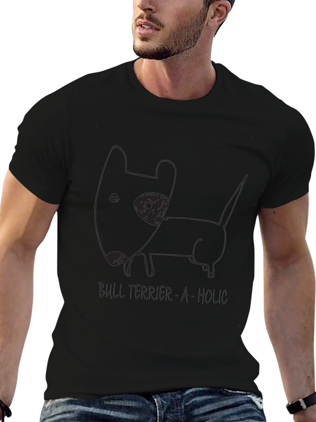 Bull Terrier-A-Holic Black T-Shirt Dog Lover Tee