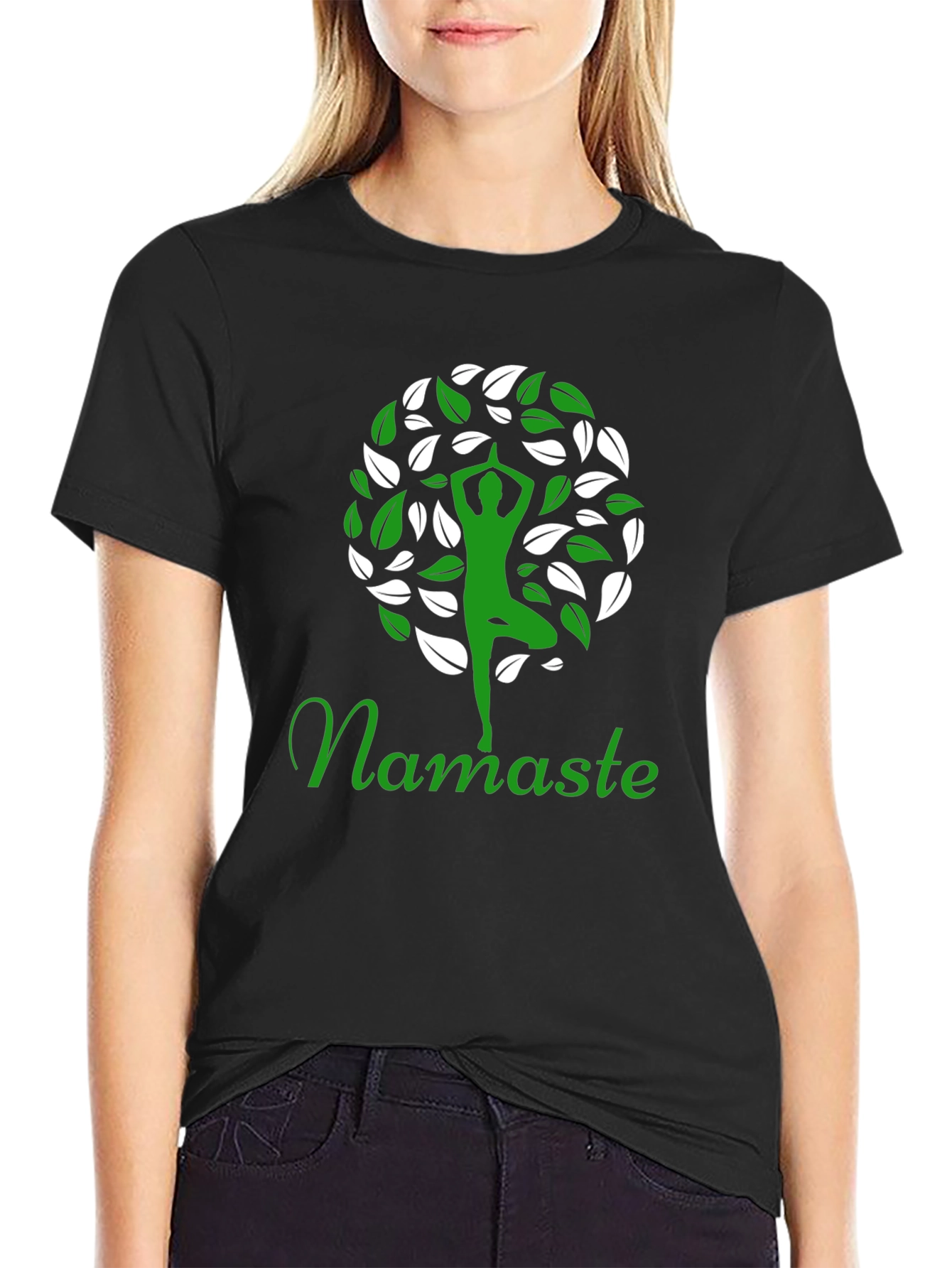 Namaste Yoga Tree Graphic T-Shirt