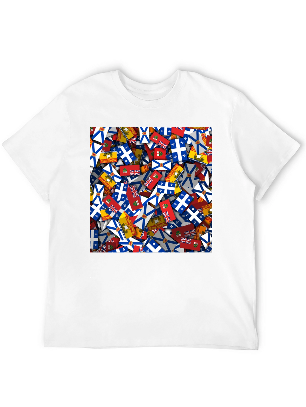 Novelty Canadian Provincial Flag Pattern Black T-Shirt