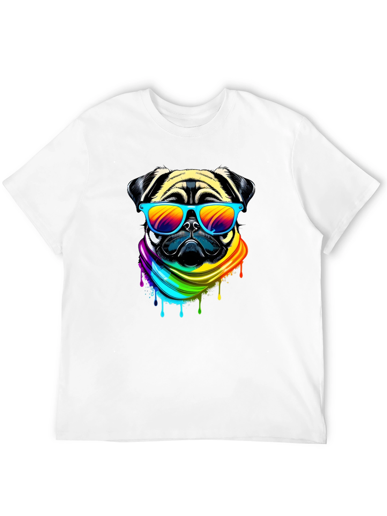 Pug Rainbow T-Shirt - Cool Dog Tee