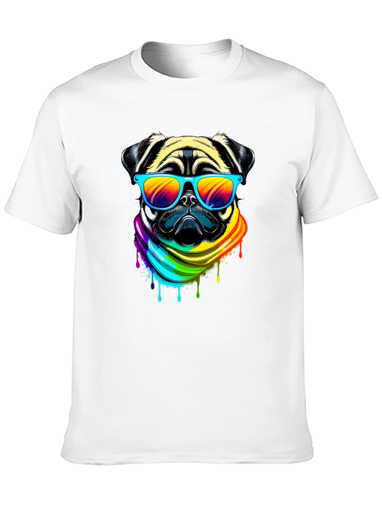 Pug Rainbow T-Shirt - Cool Dog Tee