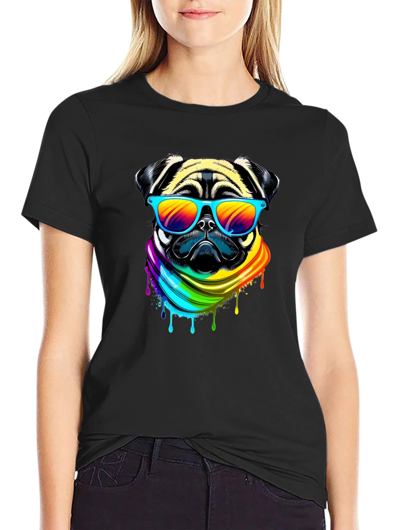 Pug Rainbow T-Shirt - Cool Dog Tee
