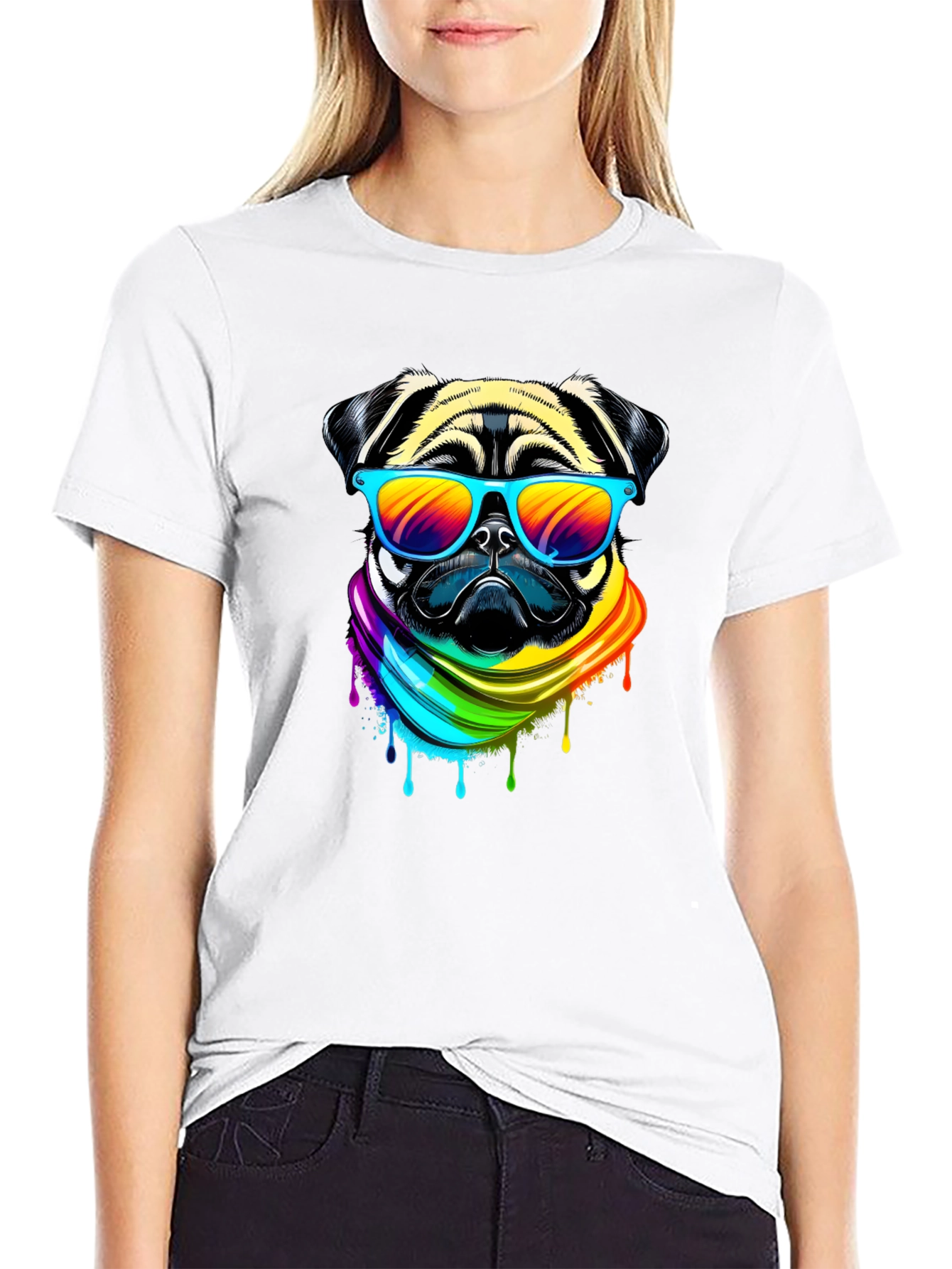Pug Rainbow T-Shirt - Cool Dog Tee