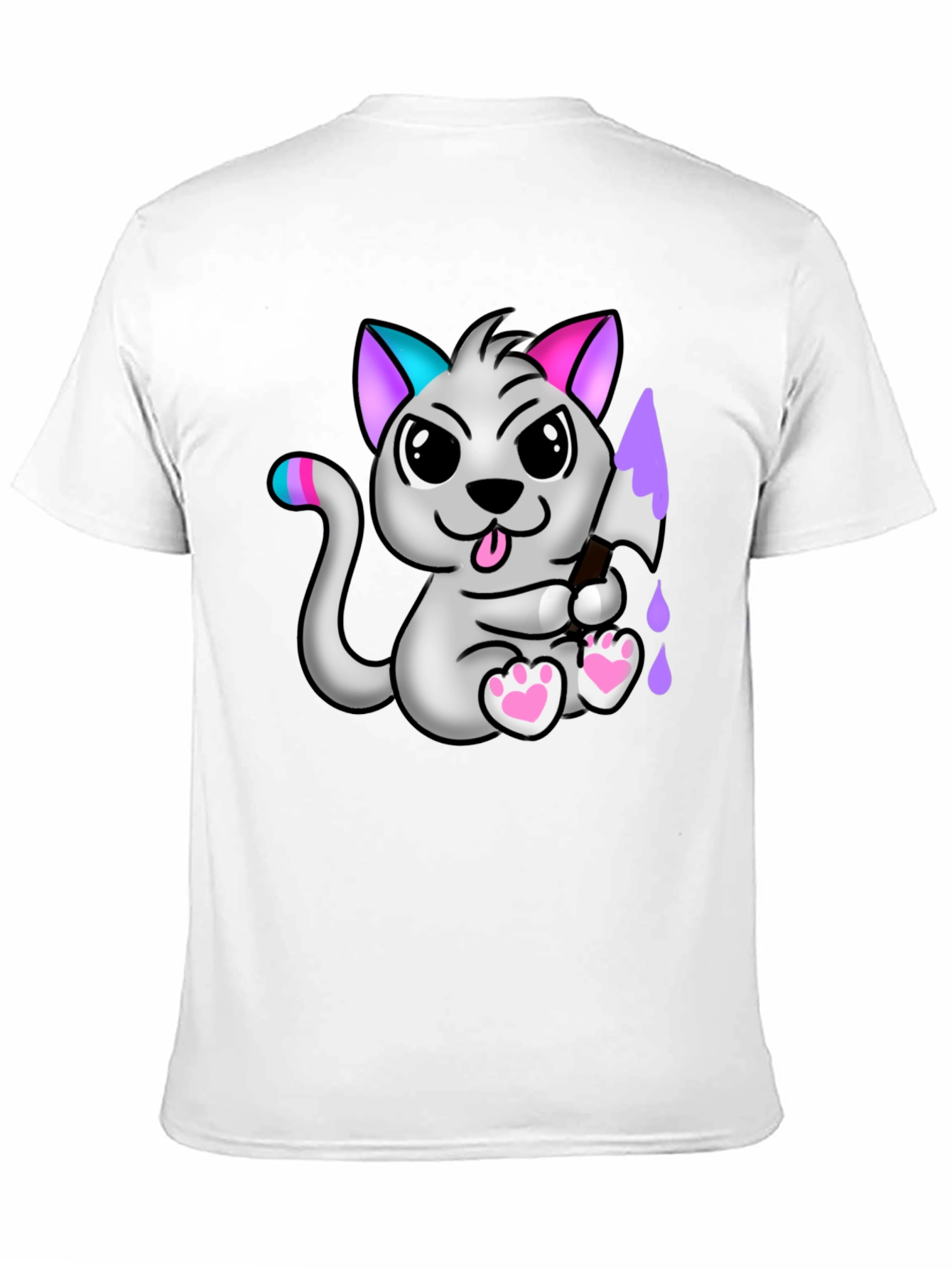 Cartoon Cat Graphic Tee - Mens Black T-Shirt