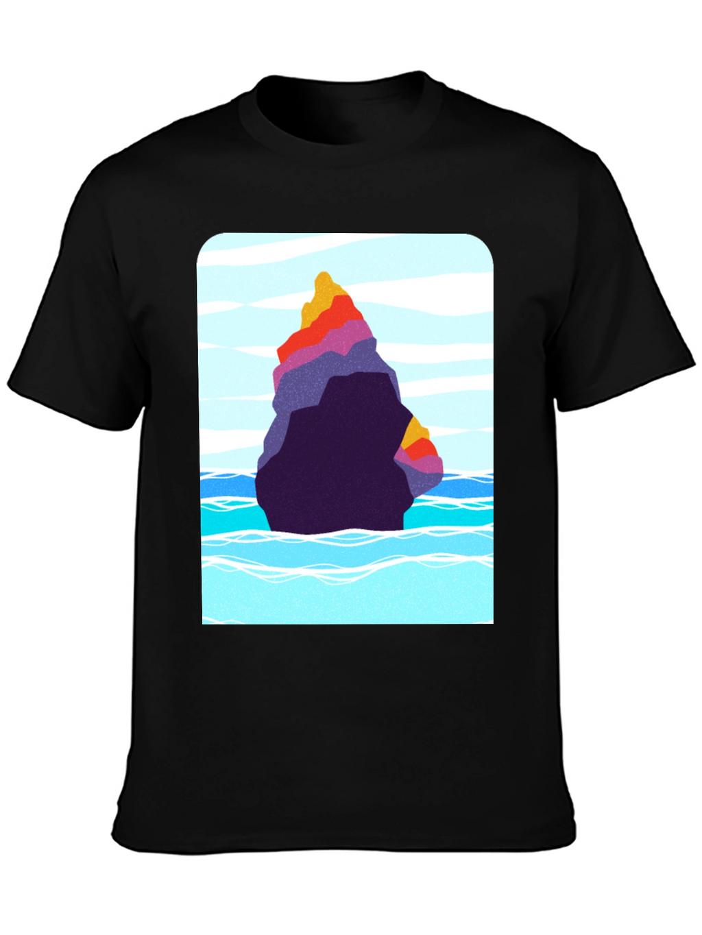 Abstract Rock Graphic Tee - Black Cotton Blend