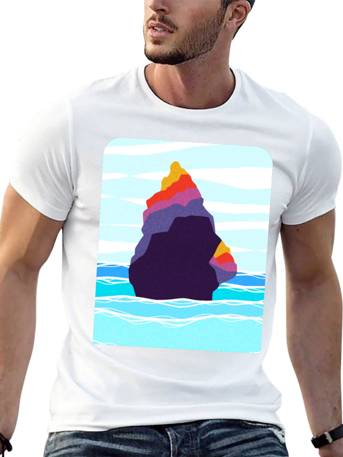 Abstract Rock Graphic Tee - Black Cotton Blend