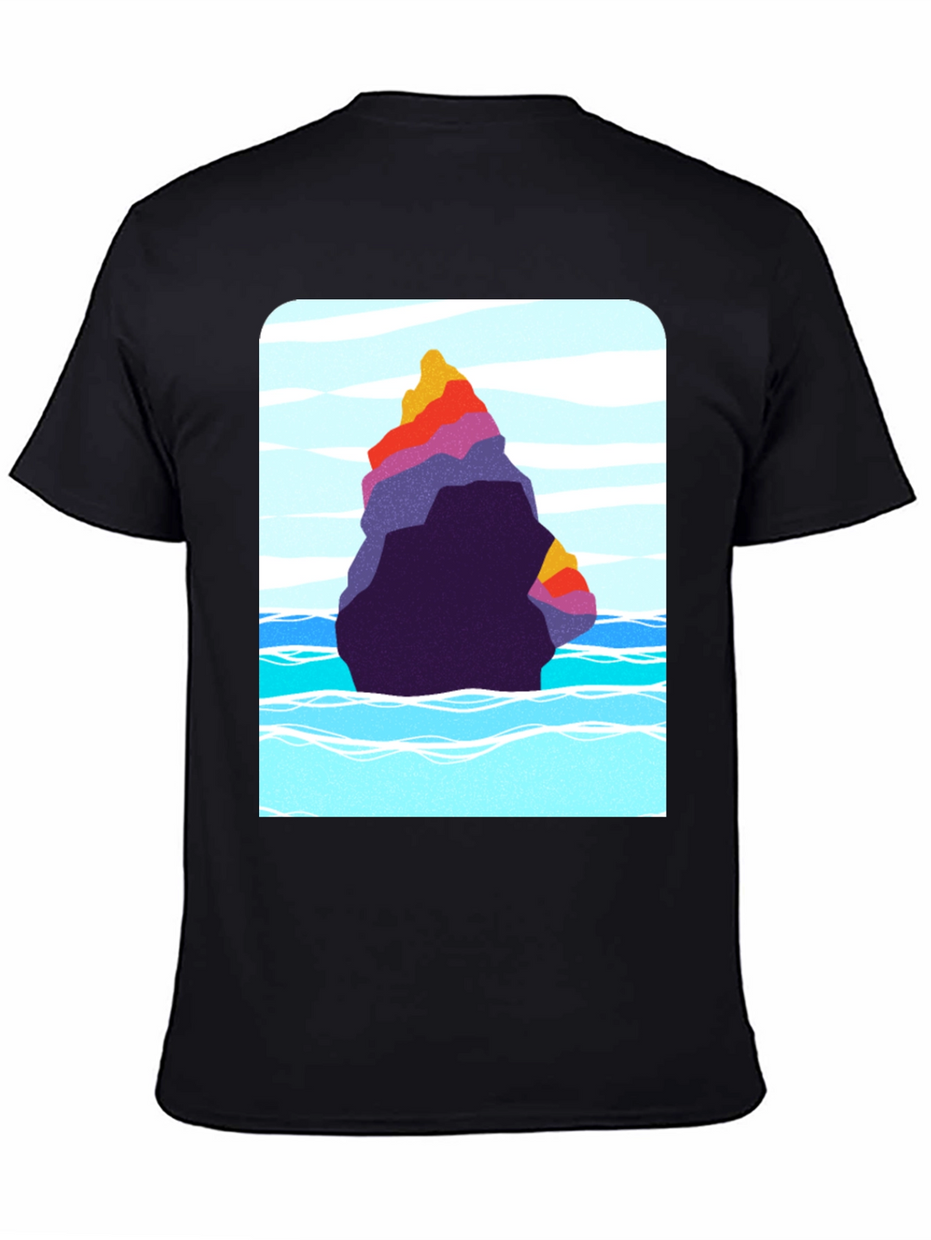 Abstract Rock Graphic Tee - Black Cotton Blend