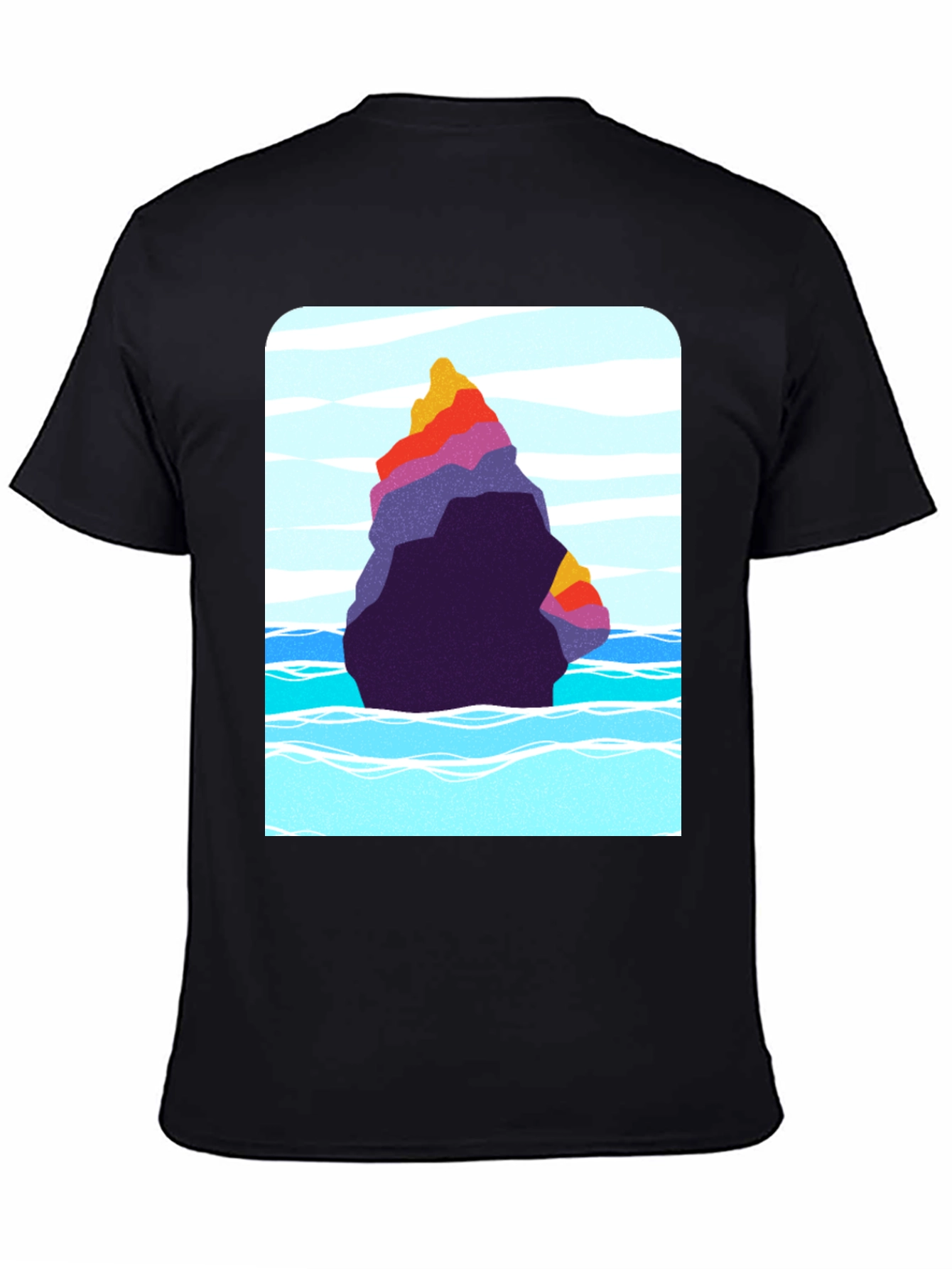 Abstract Rock Graphic Tee - Black Cotton Blend