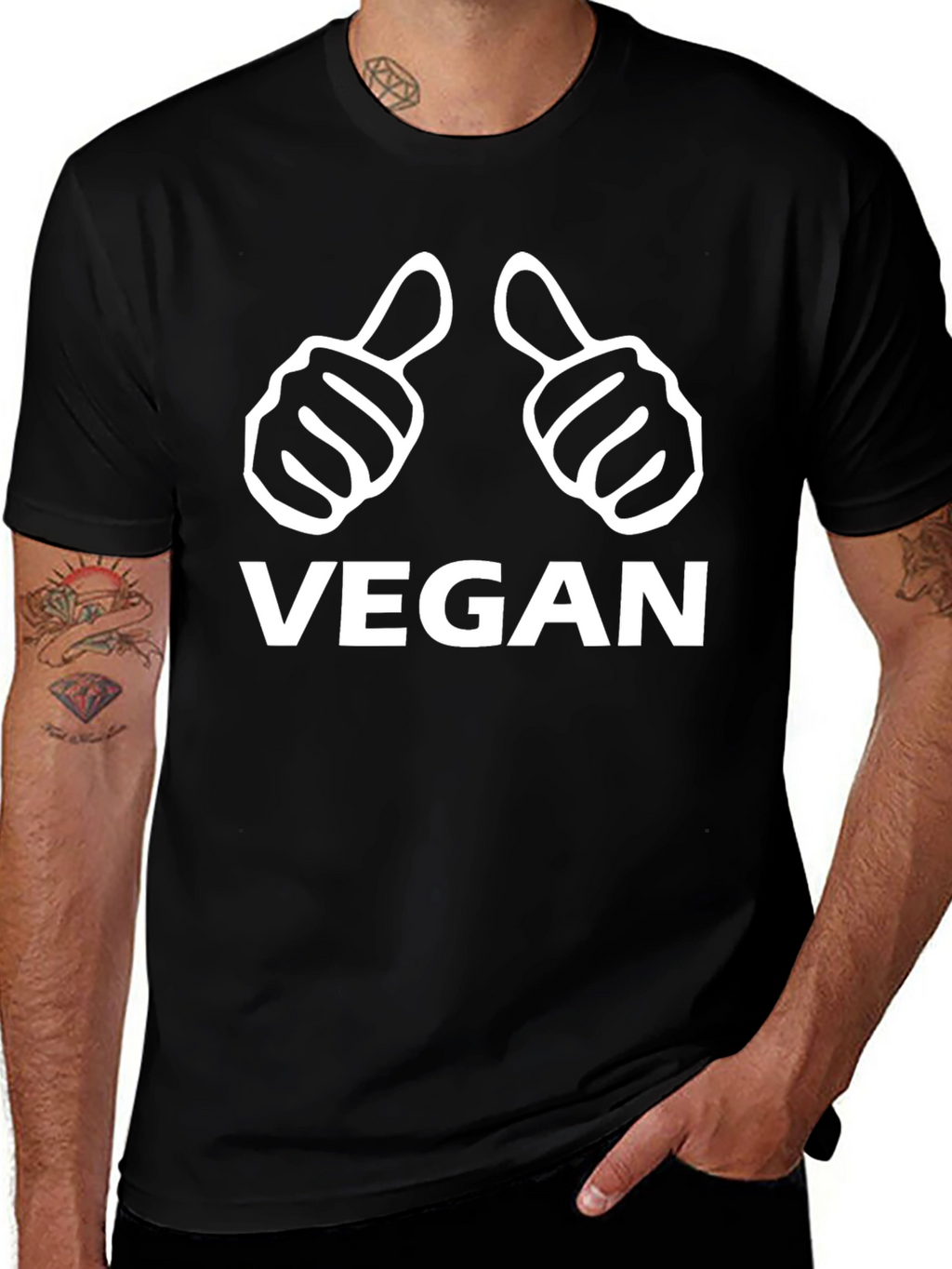 Vegan Thumbs Up Black T-Shirt - Ethical Fashion