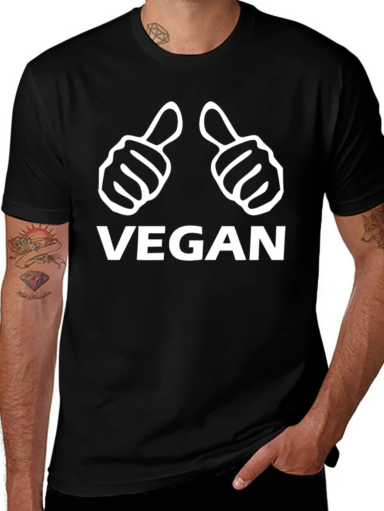 Vegan Thumbs Up Black T-Shirt - Ethical Fashion