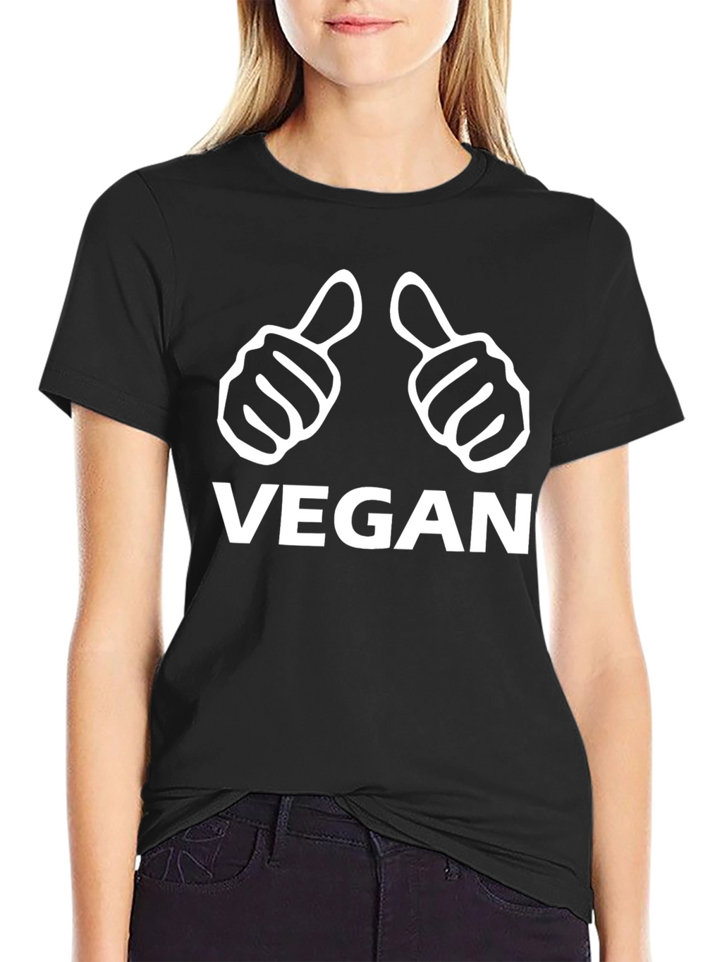 Vegan Thumbs Up Black T-Shirt - Ethical Fashion