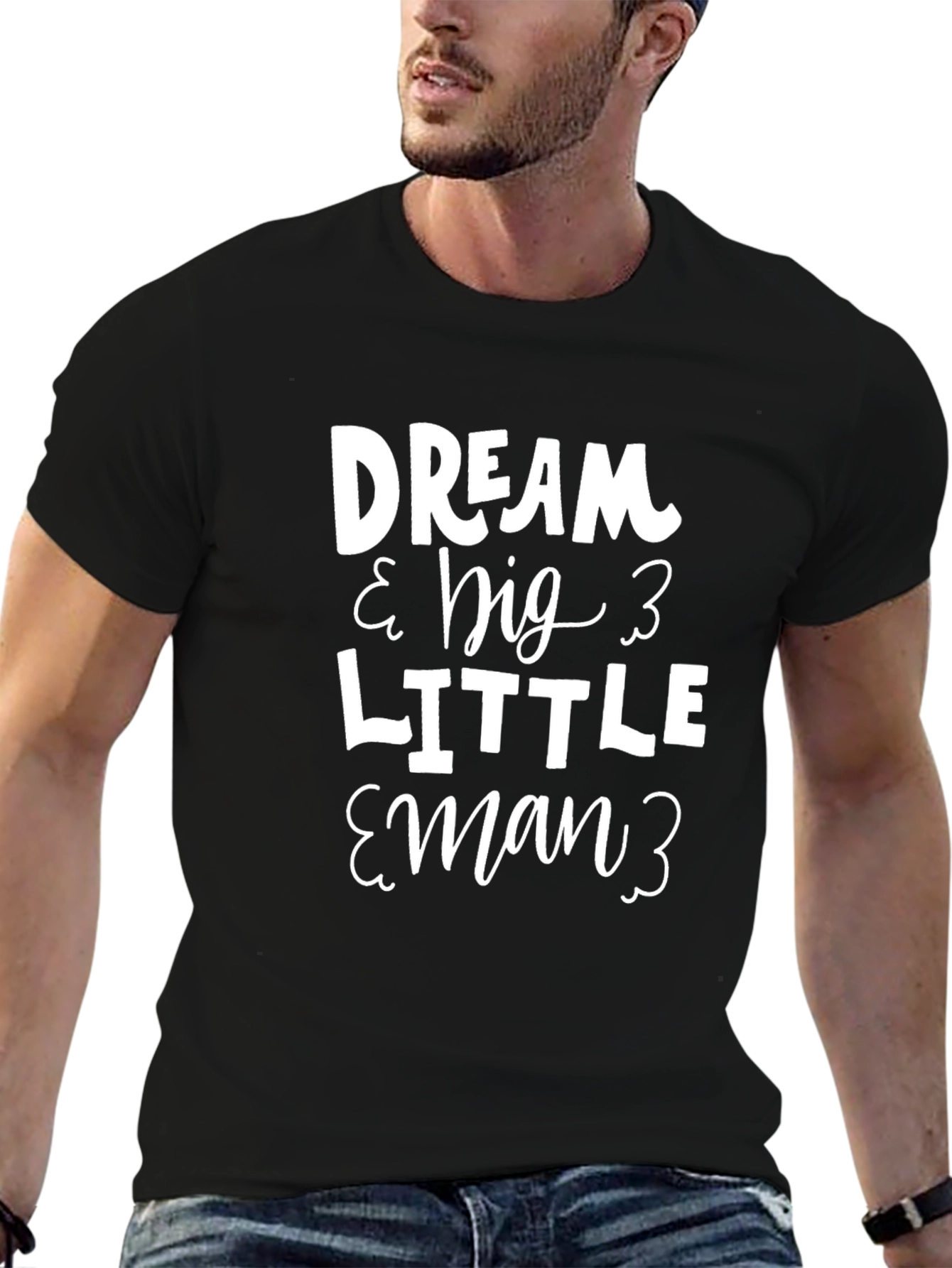 Dream Big Little Man Black T-Shirt