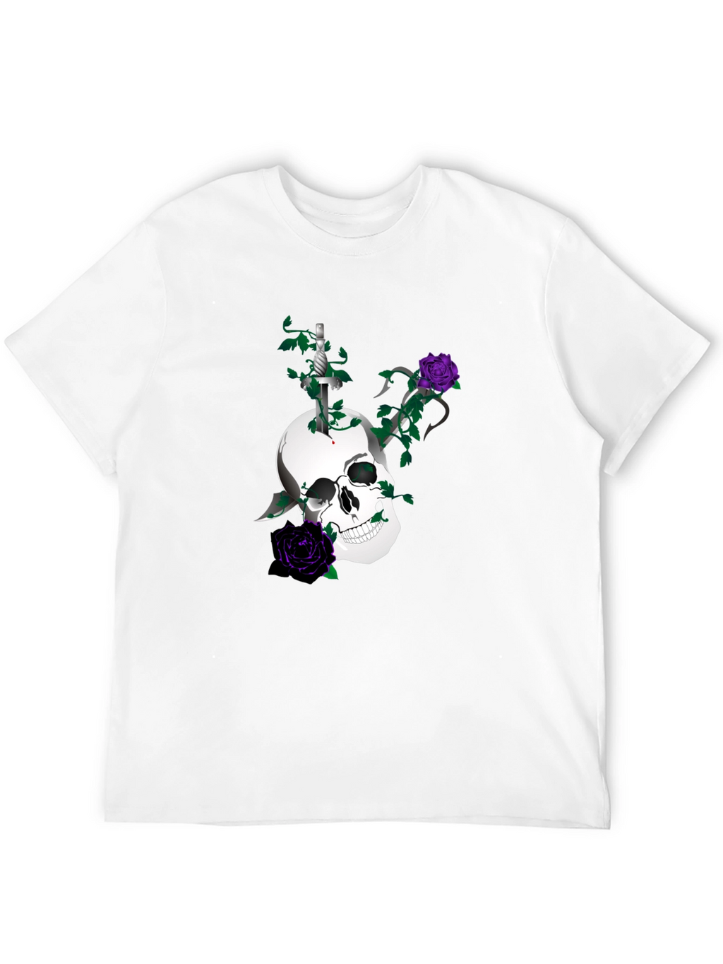 Skull & Roses Graphic Tee - Mens Black T-Shirt