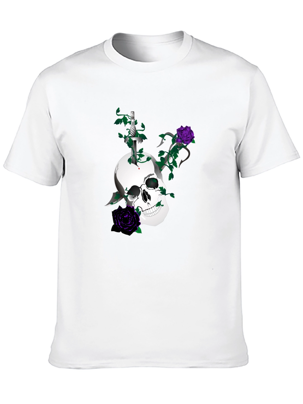Skull & Roses Graphic Tee - Mens Black T-Shirt