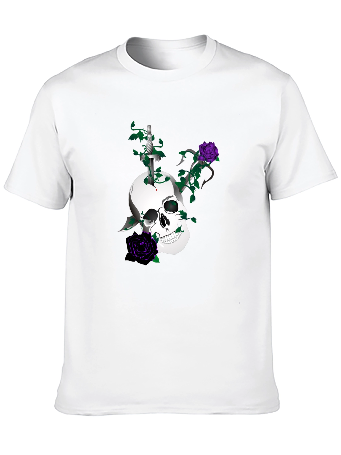 Skull & Roses Graphic Tee - Mens Black T-Shirt
