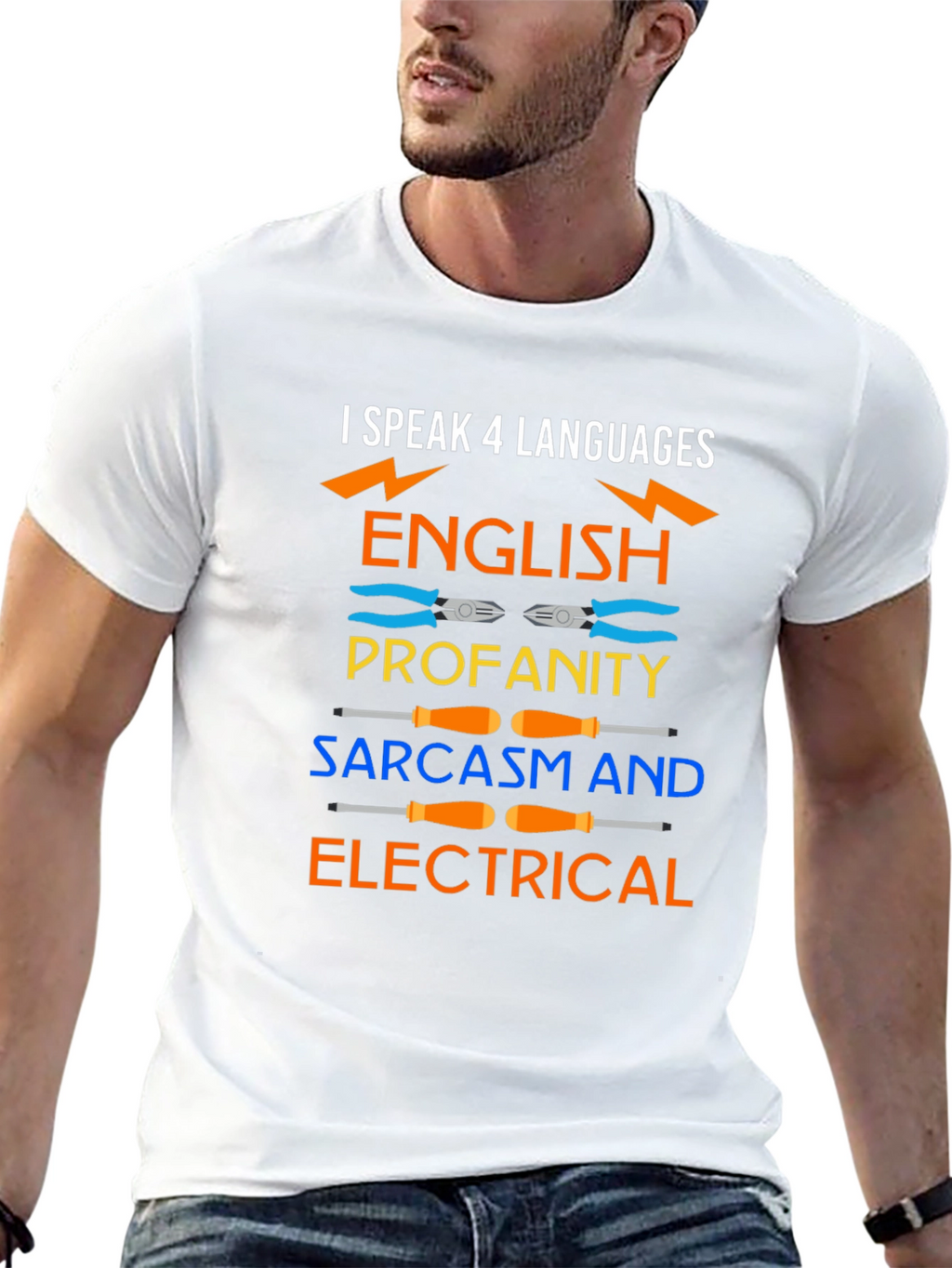 I Speak 4 Languages Electrical Humor T-Shirt