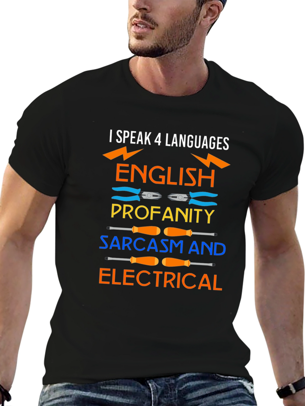 I Speak 4 Languages Electrical Humor T-Shirt