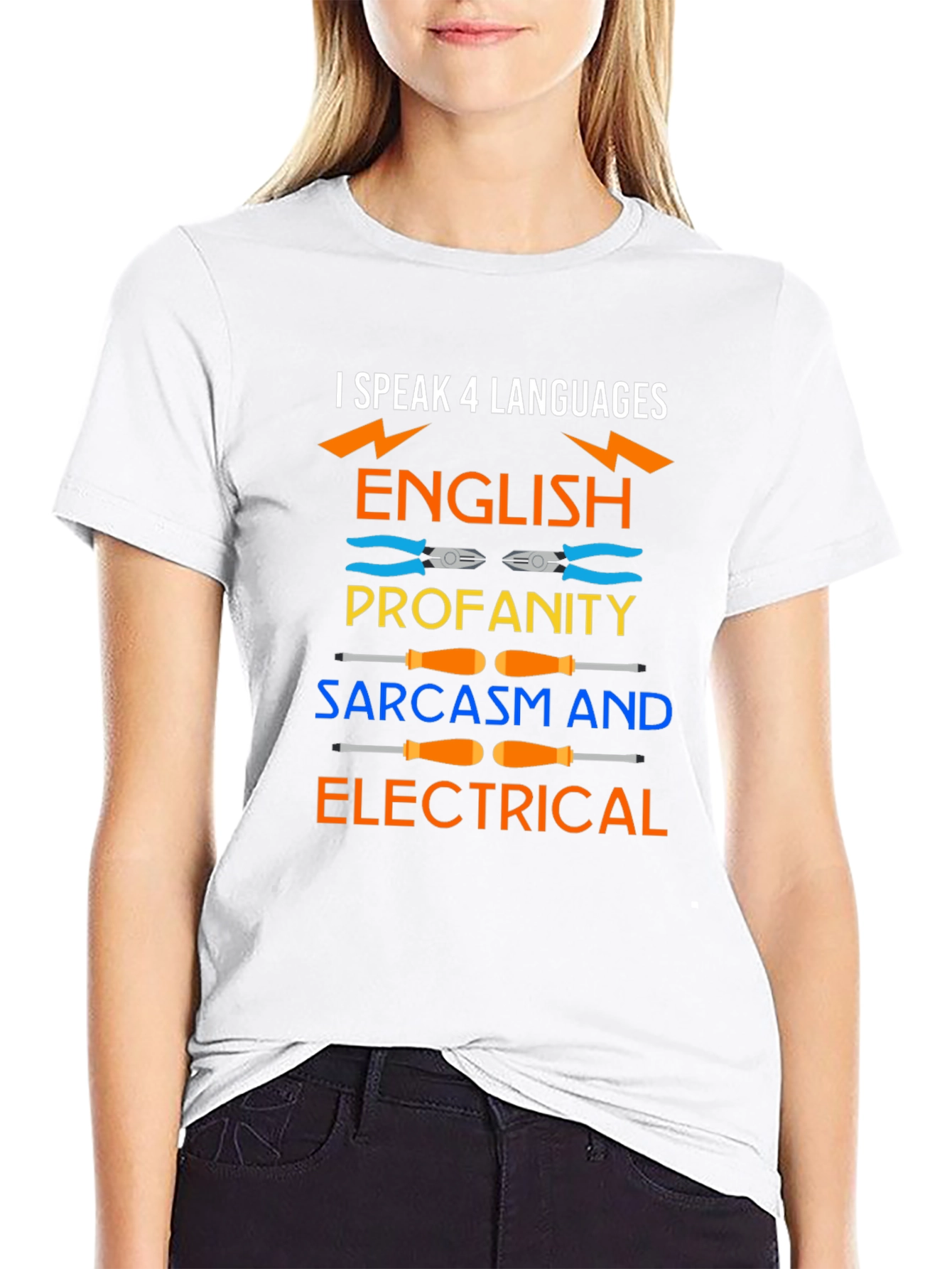 I Speak 4 Languages Electrical Humor T-Shirt