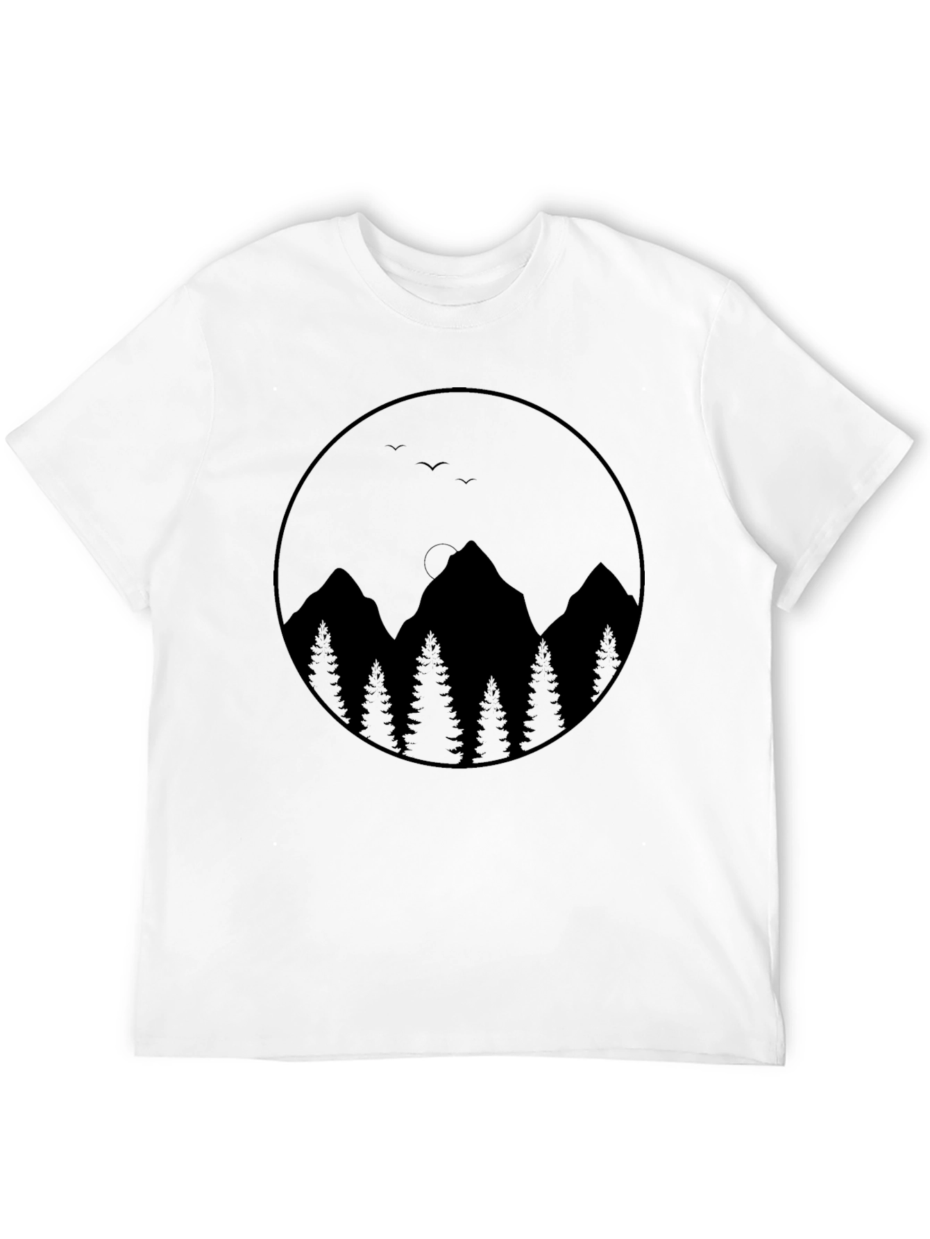 Mountain & Trees Graphic Tee - Black Cotton