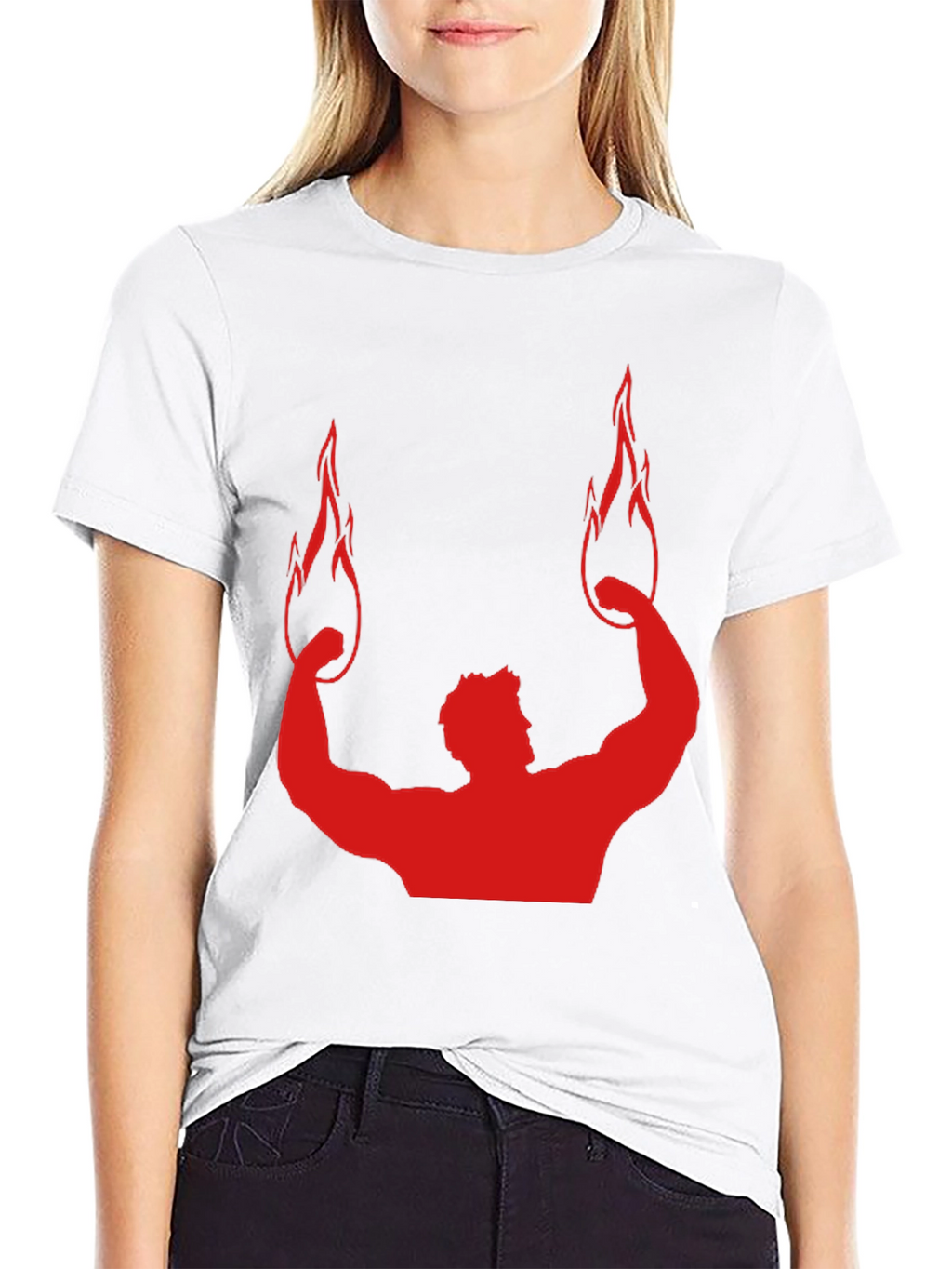 Red Flame Bodybuilding Graphic Black Tee